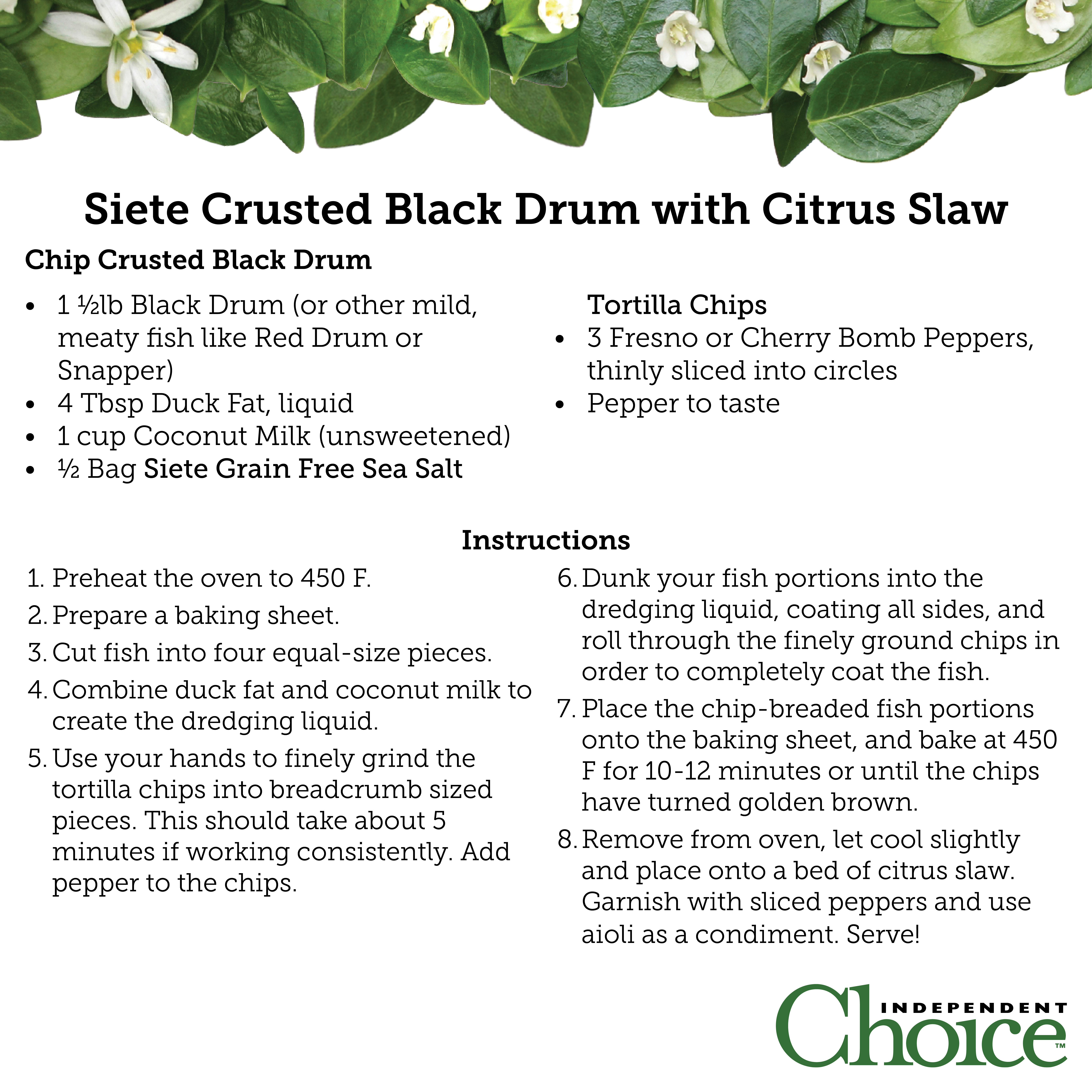 Siete Crusted Black Drum with Citrus Slaw
