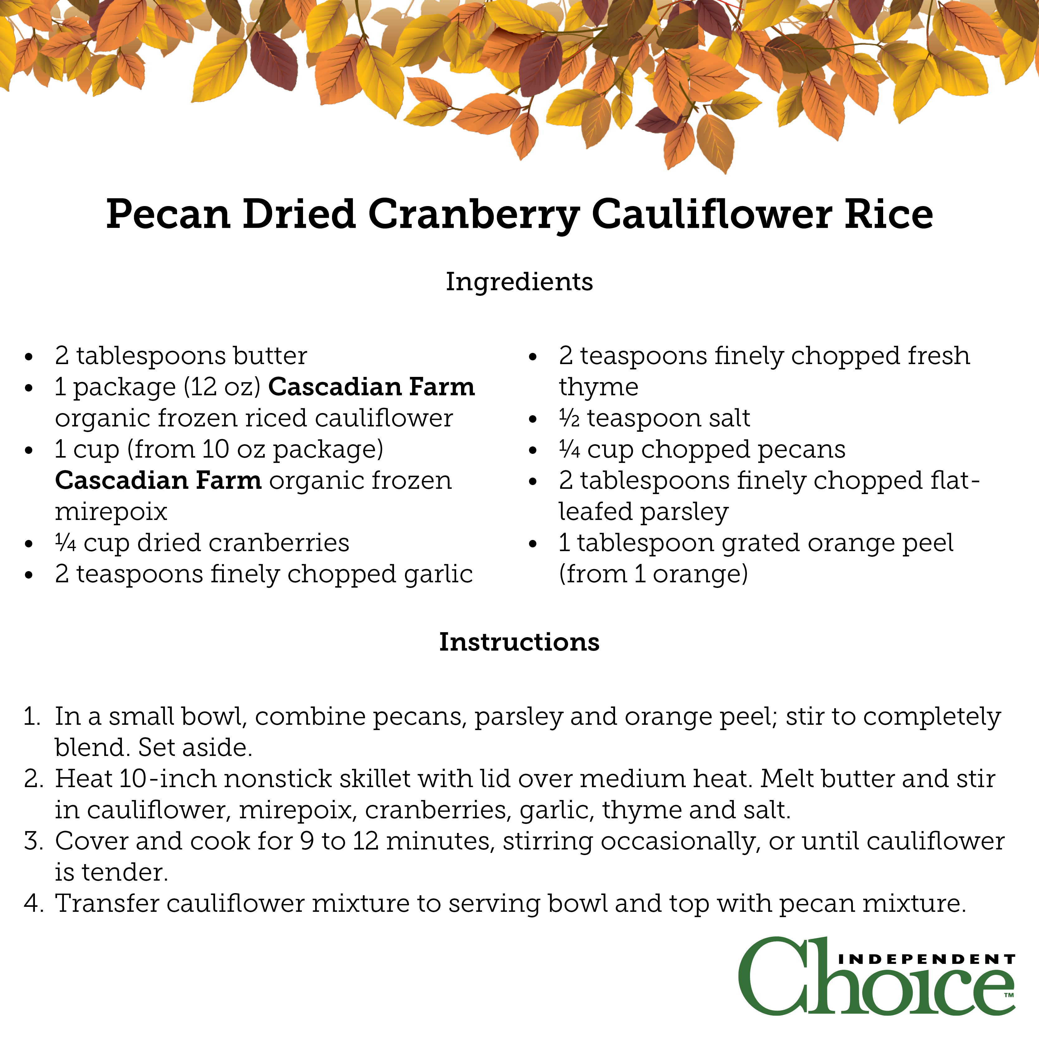 Pecan Cranberry Cauliflower Rice