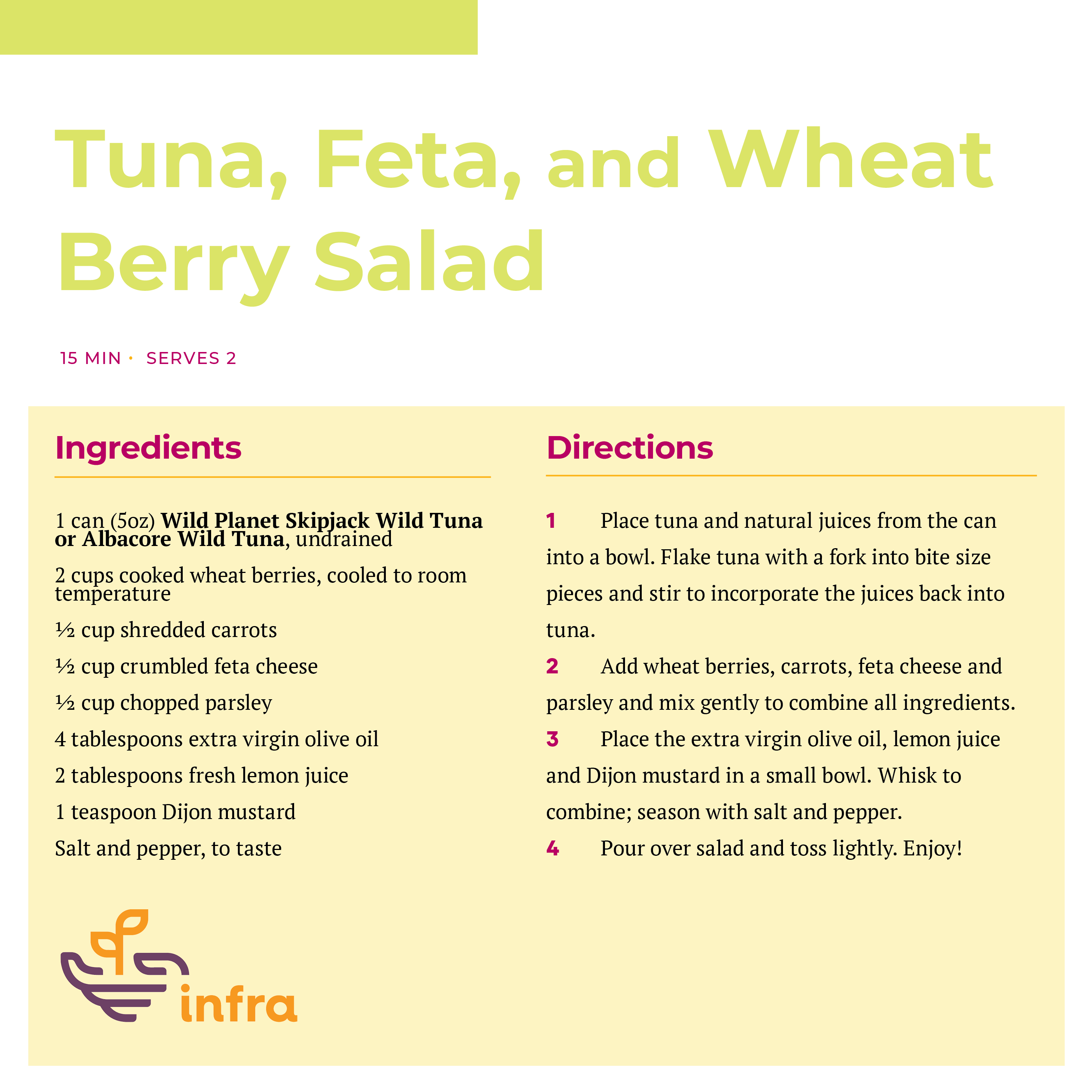  Tuna, Feta, and Wheat Berry Salad Recipe