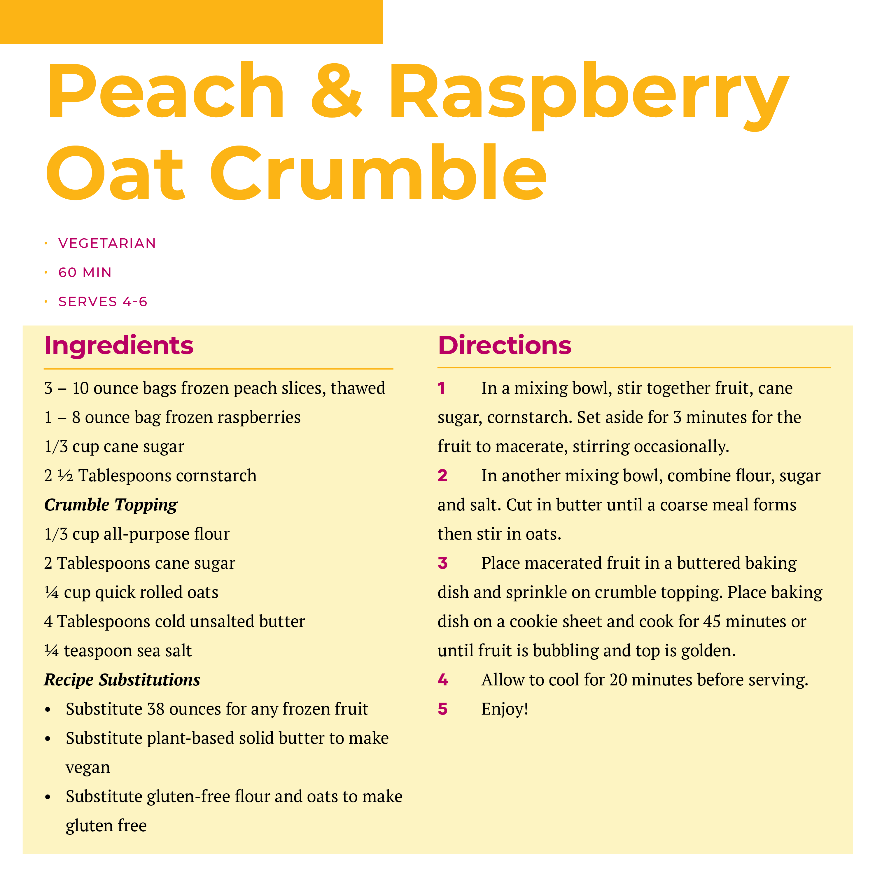 Peach & Raspberry Oat Crumble